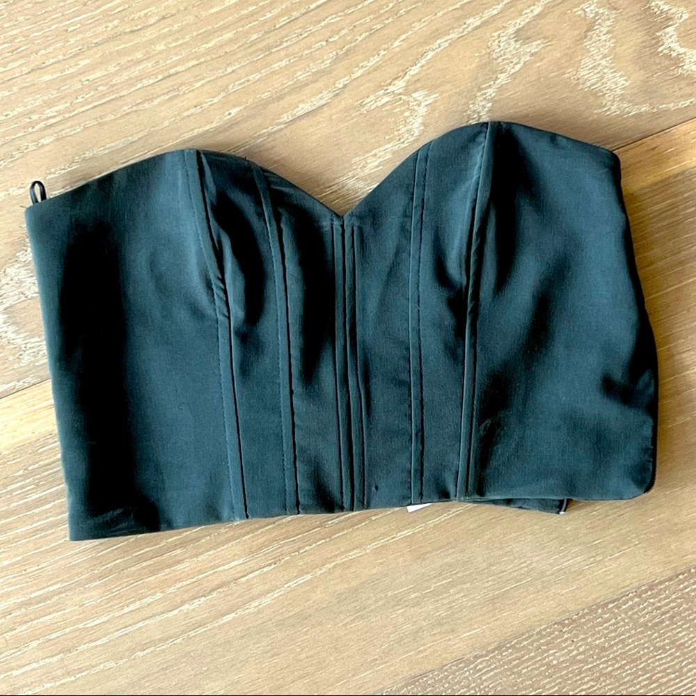 Zara size SMALL dark green crop tube top BNWT